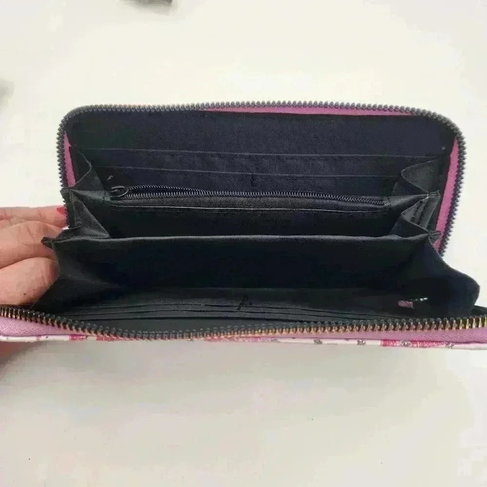 NWOTEiffel Tower Paris Zipper Wallet Pink Purple White Silver Sparkle Xmas Gift - Picture 2 of 6